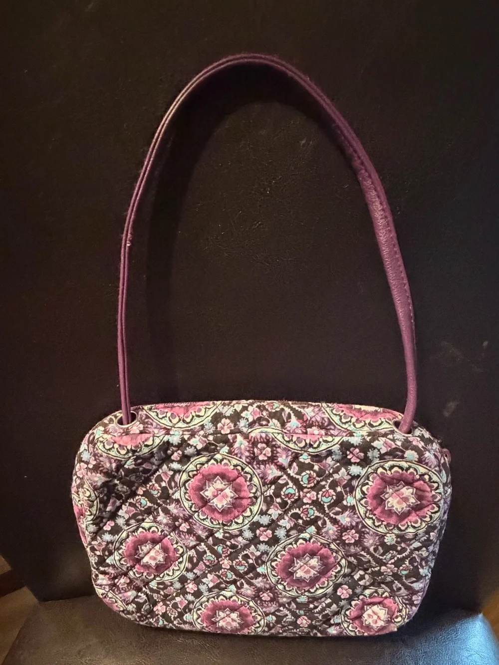 Vera Bradley Purple Quilted Floral Medallion Crossbody